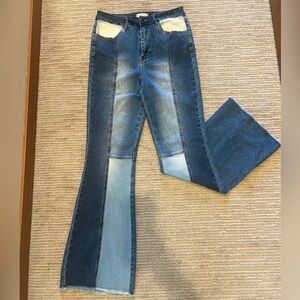 Francesca’s Harper Heritage | High-Rise Flared Color Block Jeans